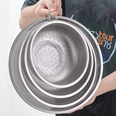 Stainless Steel Drain Basket Colander Fruit Rice Vegetable Washing Basket Strain