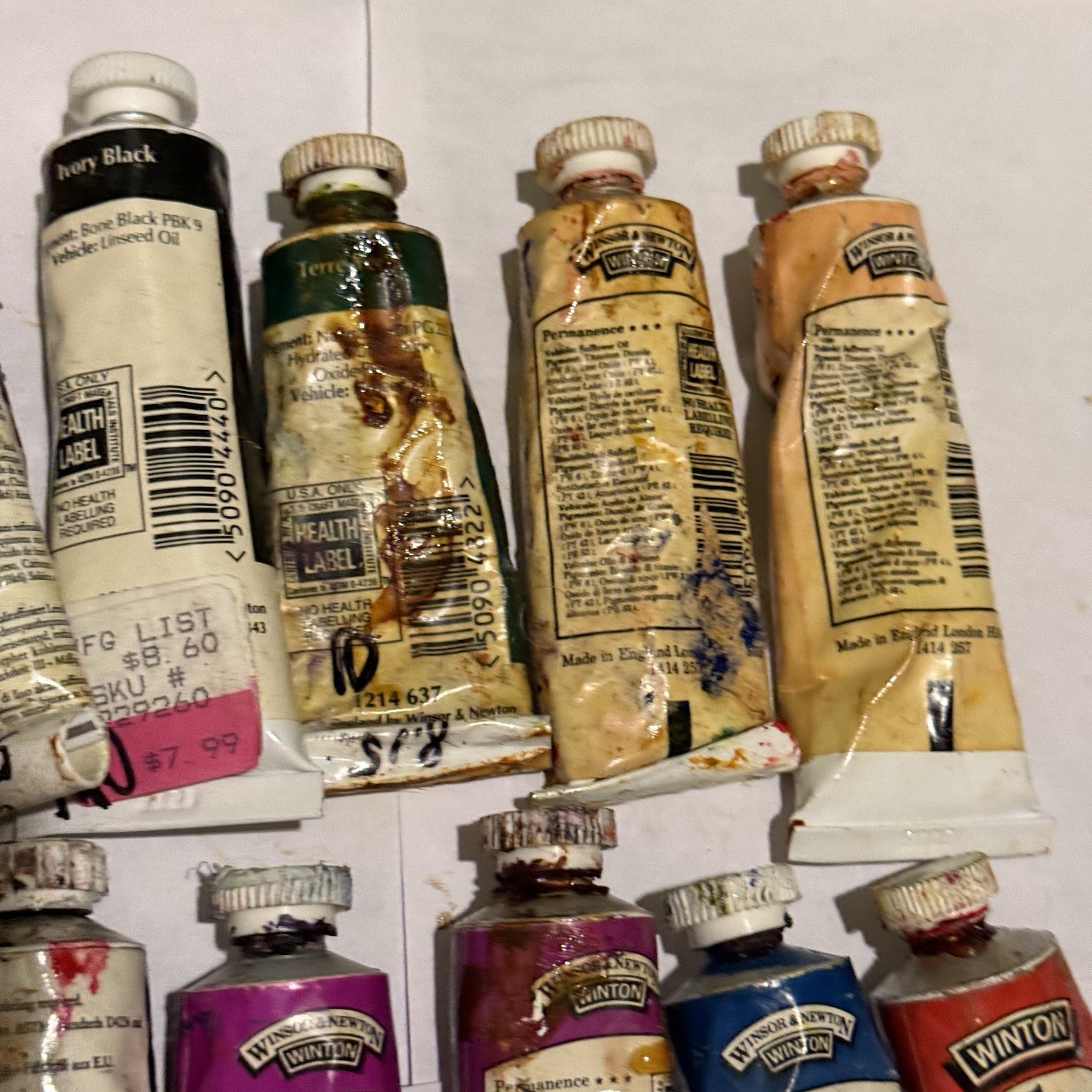 Vintage Grumbacher Gainsborough Winsor & Newton PreTested Oil Paint Lot Of 34