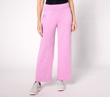 Denim  Co. Regular Active Soft Blend Knit Wide Leg Ankle Pant RosebudSpacedye S