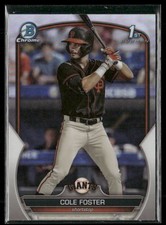 Cole Foster Rookie 2023 Bowman Draft Chrome Refractors San Francisco Giants