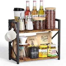 Coffee-Bar-Station-Organizer Shelf for Countertop, 2 Large, Rustic Brown 