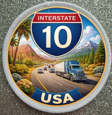 3 Zoll Interstate 10 Highway USA Bügelbild/Aufnähen Patch Abzeichen 
