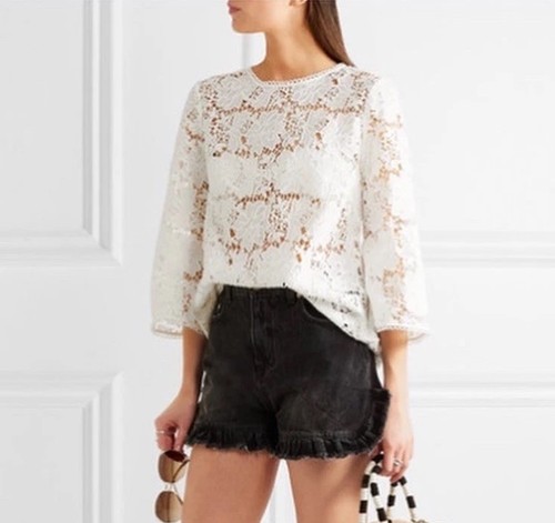 Blusa Zimmermann Top Talla 1 AU 8-10/US 4-6 Encaje Blanca Manga Larga 3/4 Acampanada