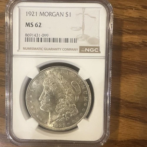 1921 Morgan Silver Dollar Coin NGC Certified MS62