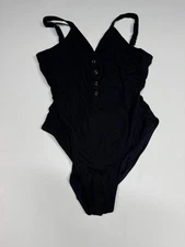 Dixxon WOMEN'S RIBBED ONE PIECE SWIMSUIT - BLACK Medium