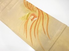 7567602: JAPANESE KIMONO / ANTIQUE FUKURO OBI / SILK / EMBROIDERY / PHOENIX