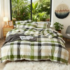100 Washed Cotton Duvet Cover Set Super Soft Breathable Comfy Natural Linen ...