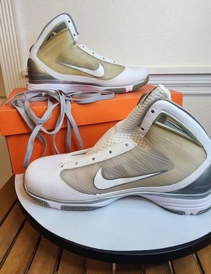 Nike HYPERIZE TB Basketball Shoes White/Metallic Silver Size 8 Men's - 2009 Rare