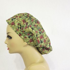 Women Scrub Hat Christmas Holly Surgical Cap Scrub Hat Nurses Medical USA Made