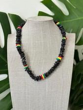 Hawaiian Natural Hand Made Puka Shell Rasta 18" Necklace