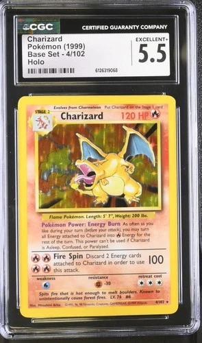 CGC 5.5 Charizard 1999 Base Set 4/102 Holo Pokemon Card