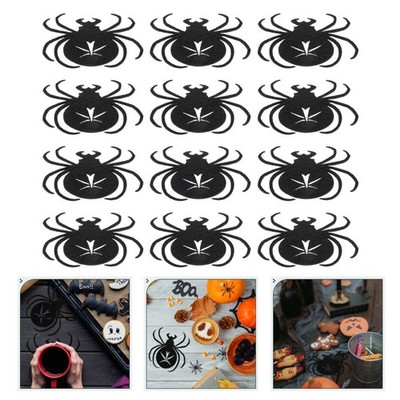 12pcs Halloween Vlies Spider Coasters Esstisch Halloween Cup Matten Schwarz