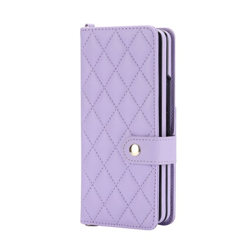 Luxury Grid Leather Wallet Handy Pen Holder Case Cover For Samsung Z Fold Phone - Picture 36 of 62