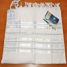 Tallit Prayer Shawl New Wool White Stripes Model 60