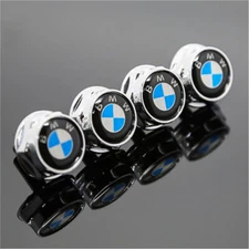 4pcs Metal Car Anti-Theft License Plate Frame Screw Cap Covers For BMW Logo Blue