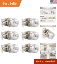 6 Pack Round Privacy Door KnobThumb Turn Lock on The Inside, Keyless Doorknob...