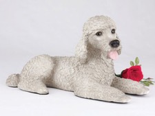 Large 125 Cubic Inches Gray Standard Poodle Resin Urn for Cremation Ashes
