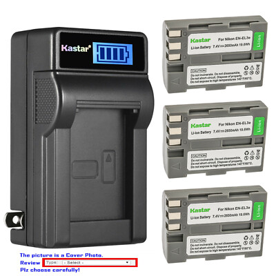 Kastar Battery LCD Wall Charger for Genuine Nikon EN-EL3e OEM EN-EL3E MH-18a