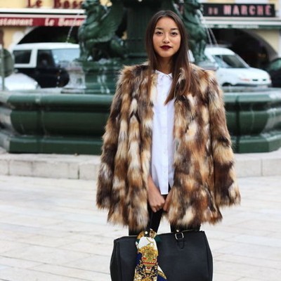 zara faux fur coat brown