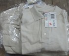 Men Golf Shirt Hanes Long Sleeve 3 Pc Beige Color 100 Cotton Comfort Soft Fabric