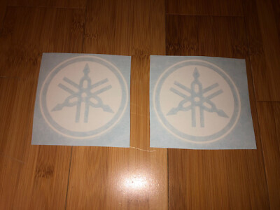 #ad Yamaha Logo 4” Sticker set Of 2 White Vinyl Motorbike ATV MX Dirtbike Decal $7.99