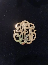 Gold Tone Monogram Scarf Holder Vintage