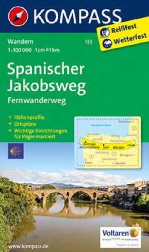 Kompass Wanderkarte 133 Spanischer Jakobsweg 1:100.000 |