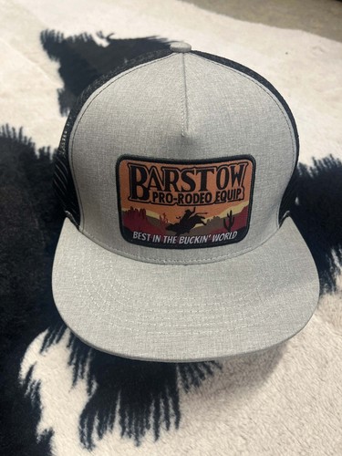 New! Barstow Professional Rodeo Equipment GRAY BLACK BASEBALL CAP Hat 2 STYLES! - Picture 2 of 3