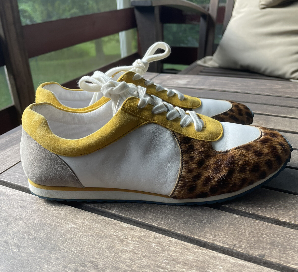 Boden Elise Sneakers, White/Yellow/Leopard/Gray Animal Print