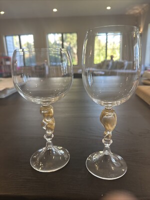 Segue Viro Drinking Glass Murano Set Of 2 8.5  & 9.5  Both Brand New FloorSample