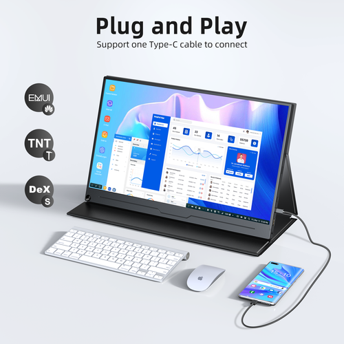 Gebraucht Monitore Tragbarer, 15,6 Zoll 1080P Full HD Screen USB-C/Type-C HDMI - Bild 5 von 24