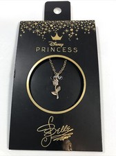 New Disney Princess Beauty And The Beast Belle Rose Necklace