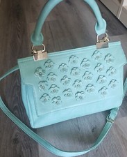Nila Anthony Mint Green Top Handle Shoulder Strap Flowers Satchel Flap Handbag