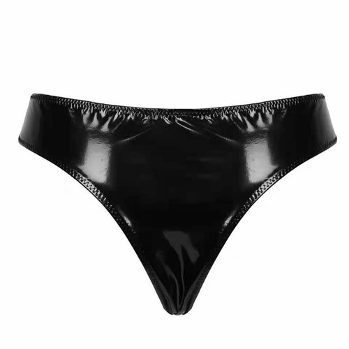 Womens PVC Zip Thongs G-String Wet Look Bikini Briefs Panties Underwear - Picture 11 of 11