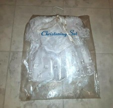 White Embroidered Baby Christening Baptism Outfit Lace Set Gown Dress Complete