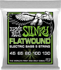 5-String Regular Slinky Flatwound Bass Guitar Strings, 45-130 Gauge (P02816)