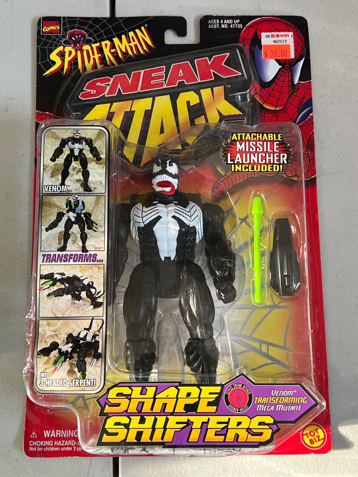ToyBiz Marvel Spider-Man Sneak Attack Shape Shifters Venom 1998 c3