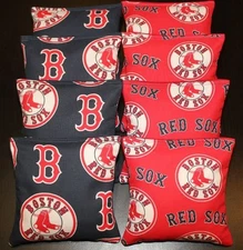 8 CORNHOLE BEANBAGS made w Boston Red Sox Fabric ACA Reg Bags, Top Quality