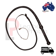 Pure Cow Hide Leather Bull Whip 06 Feet 12 Strands Equestrian Bullwhip Outdoor 