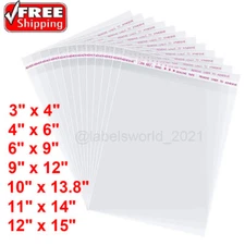 Clear Plastic Bags Resealable Self Seal Cello Bag Lip Tape Poly Apparel T-Shirt