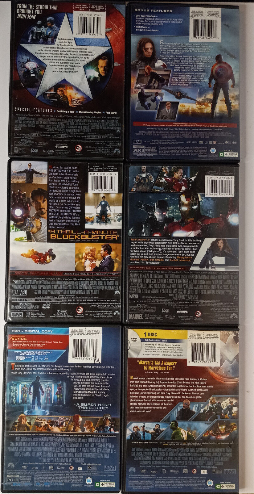 12 DVD Marvel Lot: Guardians-Spiderman-Antman-Hulk-Thor-Captain  America-Ironman+