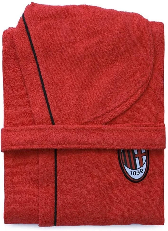 Accappatoio microspugna Milan uomo con cappuccio puro cotone ufficiale - Immagine 2 di 4