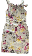 3D Floral Applique Sheath Dress LOFT Tie Strap Wedding Guest Size 0
