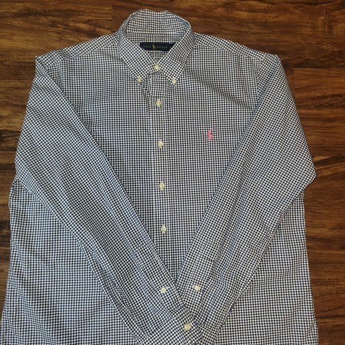 Ralph Lauren Hemd Herren L Blau Weiß Button Down LS Gingham Pink Pony - Bild 14 von 24