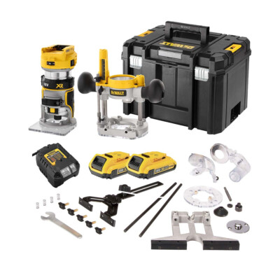 DeWalt DCW604D2 18V Akku-Kombifraese mit 2x 2Ah Akkus, Ladegerät und Koffer
