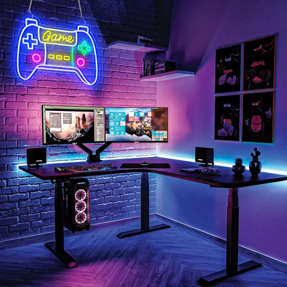 Neon led Gamer 41CM - Neon Mural Gaming sur Secteur - Lampe Neon Enseigne  avec Interrupteur ON/OFF pour Decoration Murale Deco Gaming Gamer Decoration  Décoration Gaming Deco Gamer