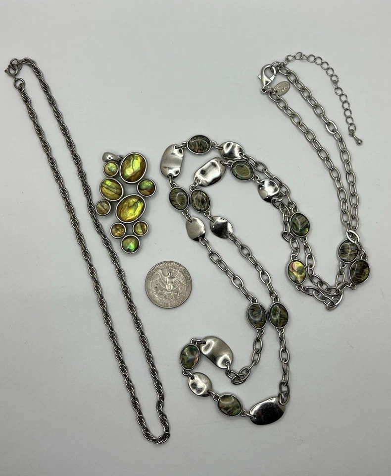 Lote de cadena y collar de abulón Lia Sophia “LUMINARY”, tono plata sin marca Foto 4 de 4