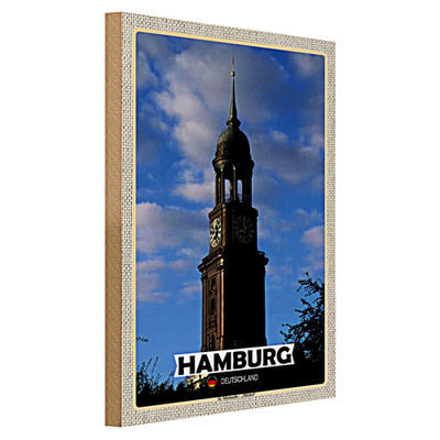 Holzschild Städte Hamburg St. Michaelis Michael 40x30cm