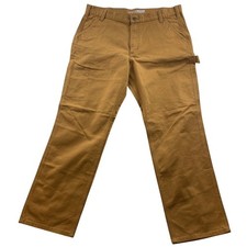 Carhartt Mens Carpenter Work Pants Size 38x32 Tan Relaxed Fit Utility Trousers
