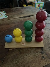 Vintage BRIO Wooden Bead Stacking Balls Sorting Toy Made Sweden Montessori Kids